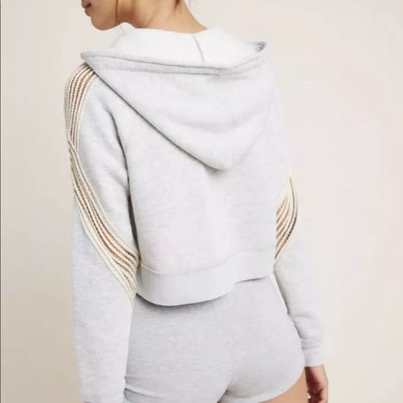 Free People Hoodie Sweatshirt Crochet Ribbed Cuff - Picture 2 of 7